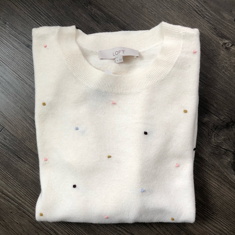 Loft rainbow dot sweater size medium